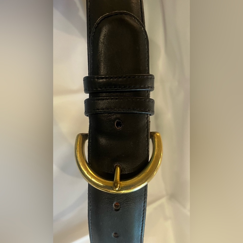 Coach Black Leather Belt with Gold Buckle